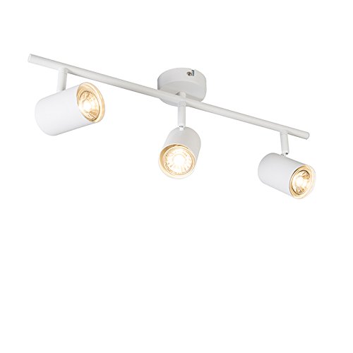 QAZQA Plafón moderno blanco inclinable - JEANA 3 Metálica Alargada Adecuado para LED Max. 3 x 35 Watt