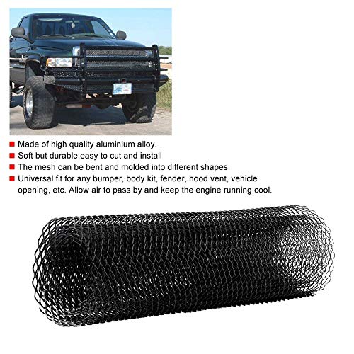 Qii lu 1 * Aleación de aluminio 6 * 12 mm Rejilla para automóvil ， Universal Car Front Grille Mesh Hoja Rejilla Cuerpo Parachoques Hexagonal Grill （Negro）