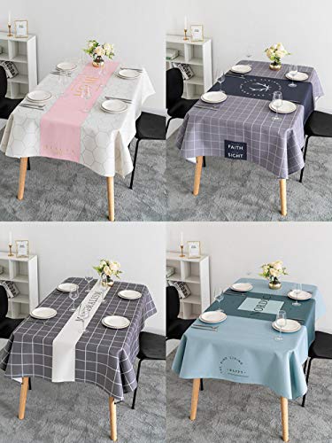 QKEMM Manteles Mesa Antimanchas Impermeable Lino de Algodón Grueso Nórdico Moderno para Cocina Comedor Morado Claro 150×50cm