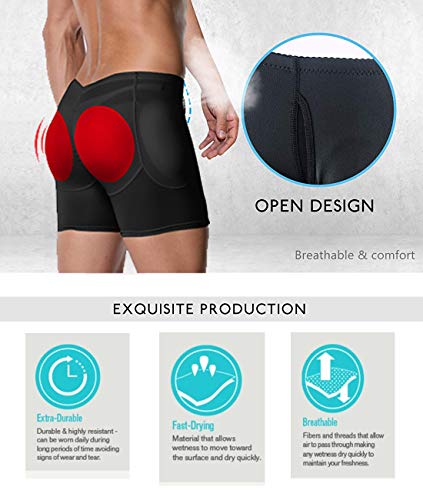 QQA Calzoncillo Boxer Relleno Trasero Aumentar el Volumen y Tamaño de glúteos y Levanta,M