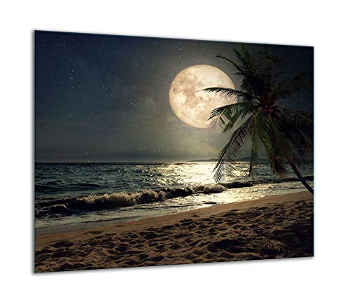 QTA - Placa protectora de vitrocerámica 60 x 52 cm 1 pieza cocina eléctrica universal para inducción protección contra salpicaduras tabla de cortar de vidrio templado como decoración Playa