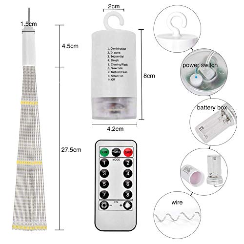 Qtiwe LED luces de hadas navideñas remotas al aire libre con pilas, fuegos artificiales explosivos, blanco cálido (180 luces)