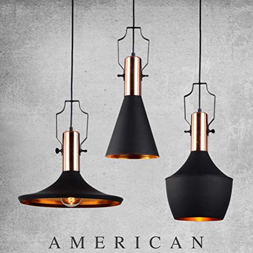 QUETAZHI Lámpara antigua con un tono negro, una plancha circular colgante Retro diseño industrial pantalla de la lámpara retro Anhaumlnger Houmlhenverstellbar Chen Bar corredor Ceilinglit QU621