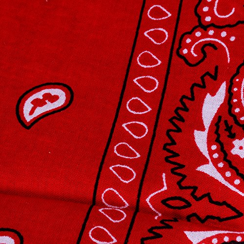 QUMAO Pañuelos Bandanas de Modelo de Paisley para Cuello/Cabeza Multicolor Múltiple para Mujer y Hombre (Pack de 12; Rojo)