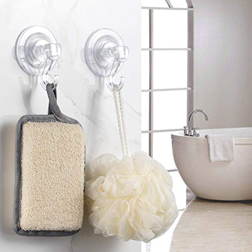 Quntis® - Ganchos Ventosa Fuerte [2 Piezas] Perchas Grandes Individuales, Transparente Plástico, Ganchos Adhesivos Resistente al Agua, Ideal para Baño Cocina Ducha Ventana, etc.