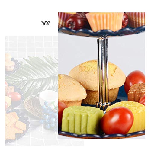 QUUY Soporte de Pastel de 3 Niveles y Plato de Frutas, Pasteles de plástico Postres Frutas Dulces Buffet Buffet para bandejas de Bodas y en el hogar y Fiestas Tiempo Dulce (24 × 24 × 37 cm)