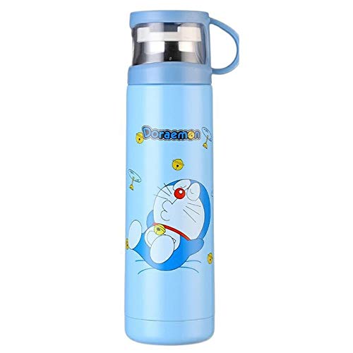 qwert 350/500 ml Termo de Acero Inoxidable de Doble Pared de Dibujos Animados para Agua al vacío Linda Taza térmica para Regalo de Pareja de niños, Doraemon, 500 ml