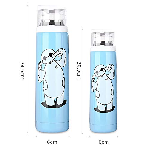 qwert 350/500 ml Termo de Acero Inoxidable de Doble Pared de Dibujos Animados para Agua al vacío Linda Taza térmica para Regalo de Pareja de niños, Doraemon, 500 ml