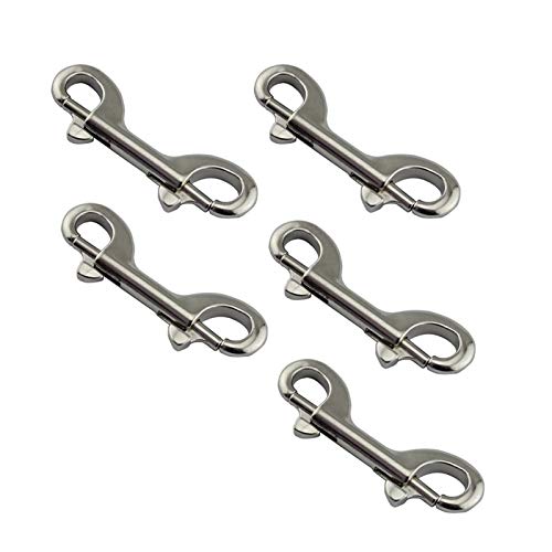 QWXZ Práctico 5PCS 316 de 90 mm de Acero Inoxidable Doble composición Gancho for el Salto Correas for Perros Marina Doble Gancho Fácil de Instalar (Color : Silver, Size : 90mm)