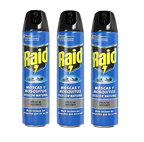 Raid Moscas y Mosquitos - Spray Insecticida, Frescor Natural, 600 ml - Pack de 3 (1800 ml)