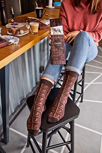 Rainbow Socks - Hombre Mujer Calcetines Barra de Chocolate Graciosos - 1 Par - Chocolate con Leche - Talla 41-46