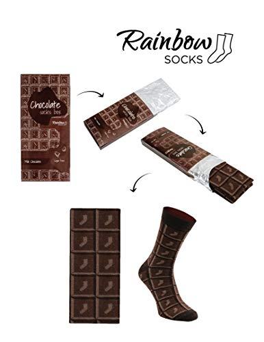 Rainbow Socks - Hombre Mujer Calcetines Barra de Chocolate Graciosos - 1 Par - Chocolate con Leche - Talla 41-46