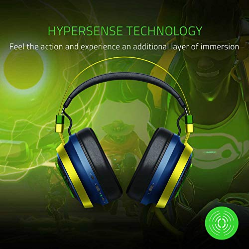 Razer Nari Ultimate Overwatch Lucio Ed. Auriculares Inalámbricos, Tecnología HyperSense, THX Spatial Audio, Almohadillas con Gel de enfriamiento, Compatibles con PC, PS4, Switch y Dispositivos móviles