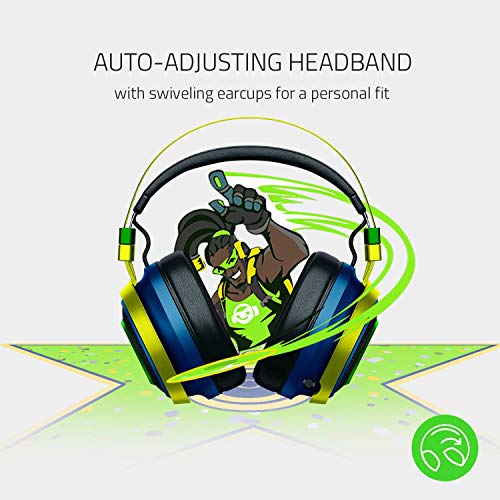 Razer Nari Ultimate Overwatch Lucio Ed. Auriculares Inalámbricos, Tecnología HyperSense, THX Spatial Audio, Almohadillas con Gel de enfriamiento, Compatibles con PC, PS4, Switch y Dispositivos móviles