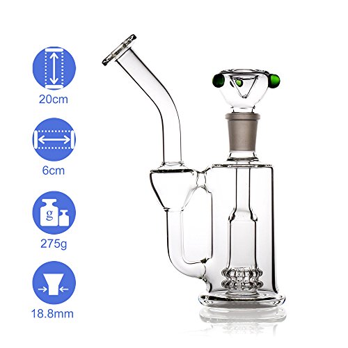 REANICE Reciclador Glass Bongs Hookah Fumar Pipa 18.8mm Bong Tazon Altura 20cm Pipas de Vidrio Recto Panal Branch Agua de Bong Oil Rigs Pipe Gran Bongs de Vidrio Transparente con Accesorios