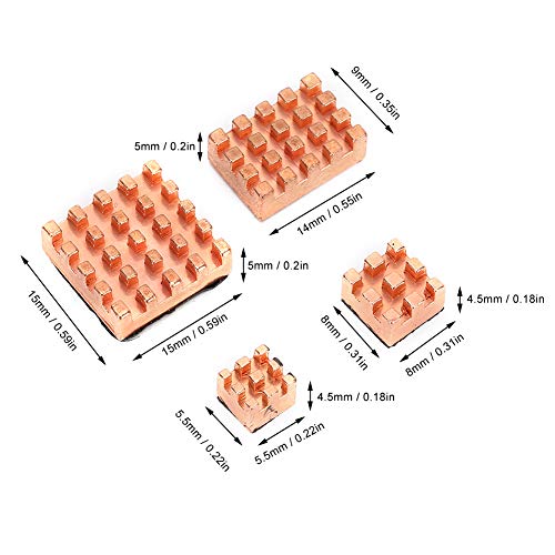 Refrigeración Disipador de Calor para Frambuesa, fácil de operar Diseños Profesionales Superficie de Cobre Puro Disipador de Calor Duradero para Frambuesa, Adecuado(Pure Copper Heat Sink)