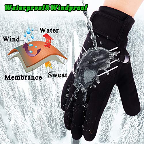 Reinalin Guantes de Ciclismo Guantes Invierno Hombre Mujeres Cálido Espesar a Prueba de Viento Anti-Deslizantes Táctiles Antideslizantes con Pantalla Táctil de Correr Ciclismo Moto Deportivos Trabajo