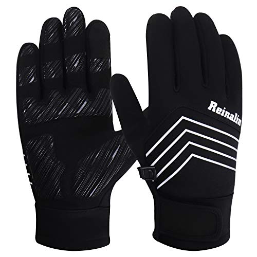 Reinalin Guantes de Ciclismo Guantes Invierno Hombre Mujeres Cálido Espesar a Prueba de Viento Anti-Deslizantes Táctiles Antideslizantes con Pantalla Táctil de Correr Ciclismo Moto Deportivos Trabajo