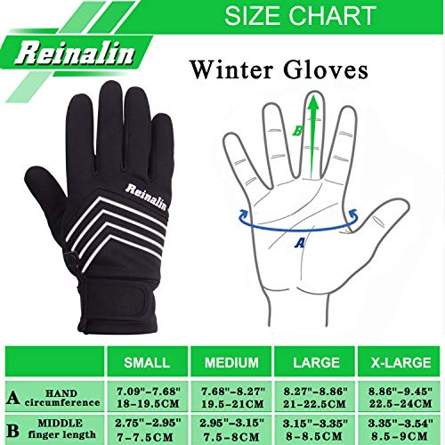 Reinalin Guantes de Ciclismo Guantes Invierno Hombre Mujeres Cálido Espesar a Prueba de Viento Anti-Deslizantes Táctiles Antideslizantes con Pantalla Táctil de Correr Ciclismo Moto Deportivos Trabajo