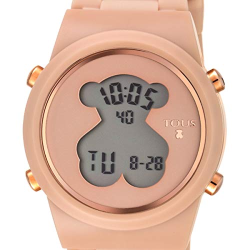 Reloj tous digital D-Bear de acero IP rosado con correa de Silicona nude Ref:700350315