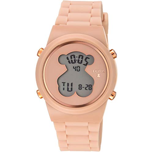 Reloj tous digital D-Bear de acero IP rosado con correa de Silicona nude Ref:700350315