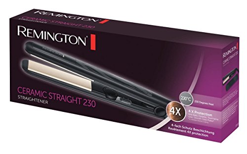 Remington Ceramic Slim S3500 - Plancha de Pelo, Cerámica Anti- estática, Protección y Brillo, Placas Extra Largas, Negro