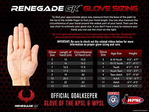 Renegade GK Fury Volt Guantes de Portero con Pro Protección Dedo | 4mm Giga Grip & 4mm Duratek | Neon Amarillo, Anaranjado, Guantes de Portero de Fútbol (Talla 7, Niños, Flat Gecko Cut, Level 4)