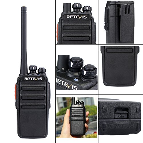 Retevis RT24 Walkie Talkie Profesionales PMR446 sin Licencia 16 Canales CTCSS DCS Walkie Talkie Recargable con Cargador USB Walkies Profesionales con Auriculars (5 Pares,Negro)