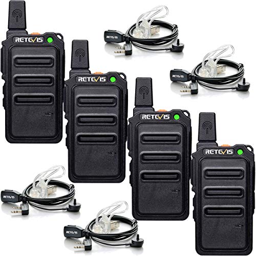 Retevis RT619 Walkie Talkie Profesional PMR 446 sin Licencia 16 Canales VOX 50CTCSS 210DCS Transmisores-receptores Radio Bidireccional con Auriculars (Negro, 2 Par)