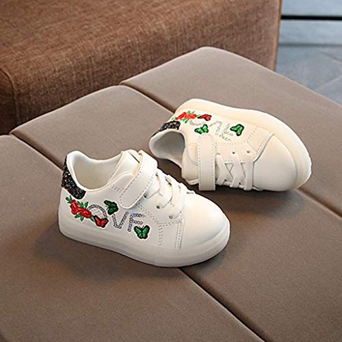 Riou Zapatos LED Niños Niñas Zapatillas Deportivas Unisex Calzado Deportivo Luces Zapatos Iluminados Lentejuelas Bordado Antideslizante Chicos Chicas Zapatos Calzado