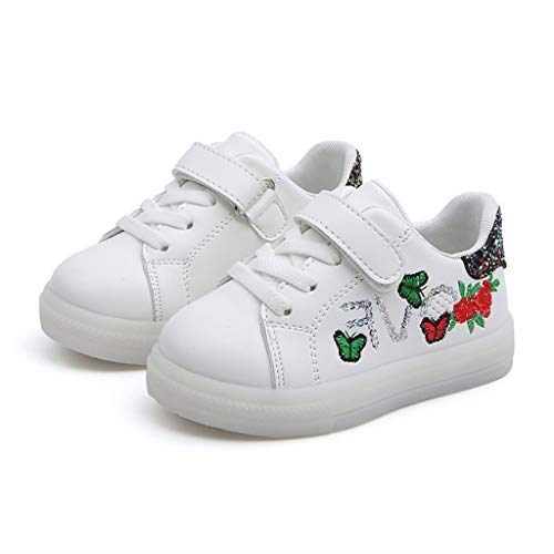 Riou Zapatos LED Niños Niñas Zapatillas Deportivas Unisex Calzado Deportivo Luces Zapatos Iluminados Lentejuelas Bordado Antideslizante Chicos Chicas Zapatos Calzado