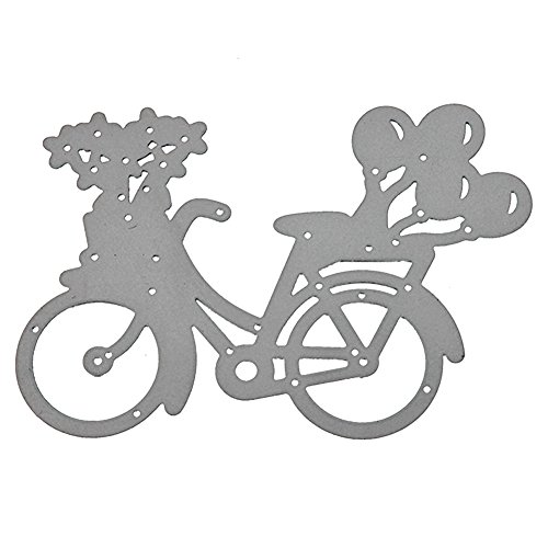 RIsxffp Bicicleta Flor Globo Plantilla de Corte Durable DIY Scrapbook Craft Embossing Die Silver