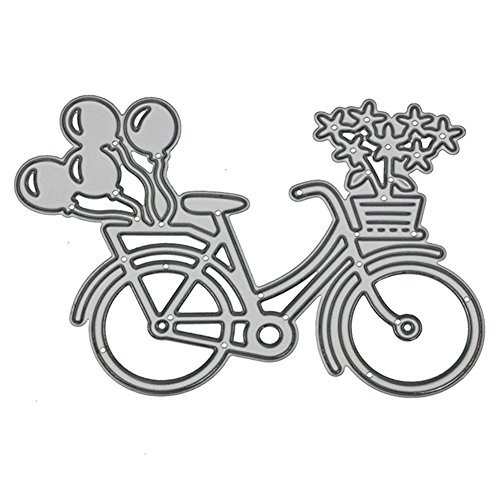 RIsxffp Bicicleta Flor Globo Plantilla de Corte Durable DIY Scrapbook Craft Embossing Die Silver