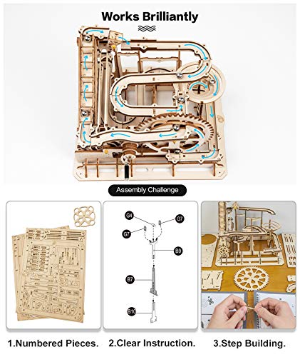 Robotime Laser Cut Puzzle de Madera | Kit de construcción Set Model | Juego de Puzzle en 3D (Waterwheel Coaster)