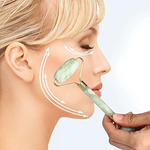 Rodillo de jade para masaje facial, para la cara, el cuerpo, la cabeza, el cuello, la naturaleza, dispositivo de belleza - Verde -