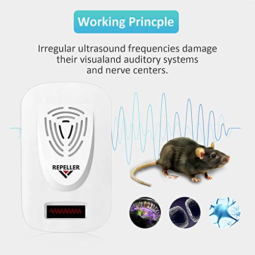 ROOTOK Repelente Mosquitos Ultrasonico,Antimosquitos Electrico,Repelente Ultrasónico de Control de Plagas,Anti Cucarachas, Moscas, Mosquitos, Ratones, Arañas,100% Inofensivo para Mascotas y Humanos