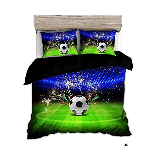 Ropa de Cama Conjunto Dibujos Animados Campo de fútbol Tejido de poliéster Cubierta de Colcha de Dormitorio and Fundas de Almohada Apto para habitación Infantil 220 x 240 cm