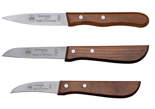 RÖR - Cuchillo de cocina (3 piezas, fabricado en Solingen, mango de madera de cerezo) acero.