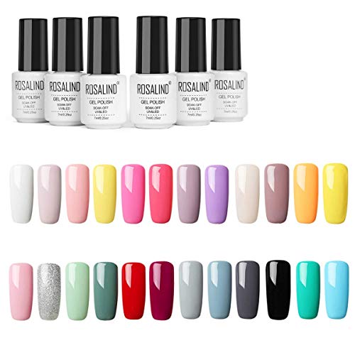 ROSALIND 24PCS/Set esmaltes semipermanente color rojo gel barniz UV LED duradero Esmalte de gel de uñas,7ml …