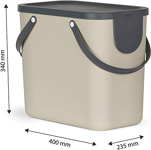 Rotho Albula, Juego de 3 sistemas de separación de residuos 25l para la cocina, Plástico PP sin BPA, antracita, azul, cappuccino, 3 x 25l 40.0 x 23.5 x 43.5 cm