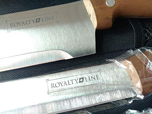 Royalty Line Cuchillos de Cocina Acero Inoxidable,Juego de Cuchillos Calidad Profesional,Bolsa maletin 9 Piezas, Delantal con Bolsillo Frontal y Manta Transportadora