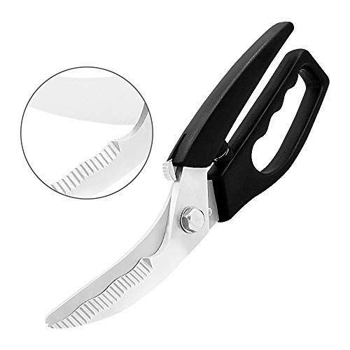 Rraycom - Tijeras de cocina profesionales para pollo y hueso, acero inoxidable, color negro