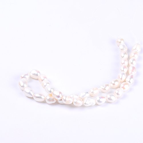 Ruilong - Cuentas de perlas de agua dulce naturales irregulares de arroz blanco ovaladas para hacer collares y pulseras, Blanco, 9-10MM