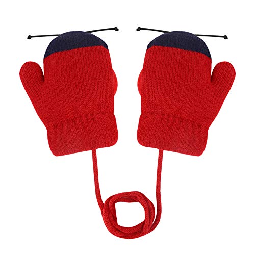 RUIXIB - Guantes de punto para niños, para invierno y bebé, diseño de mariquitas Liquor Red Talla única