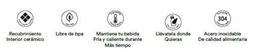 Runbott Botella Termo Ceramica - Celeste - Acero térmico sin BPA con Recubrimiento Interno de cerámica (Nuevo Modelo)