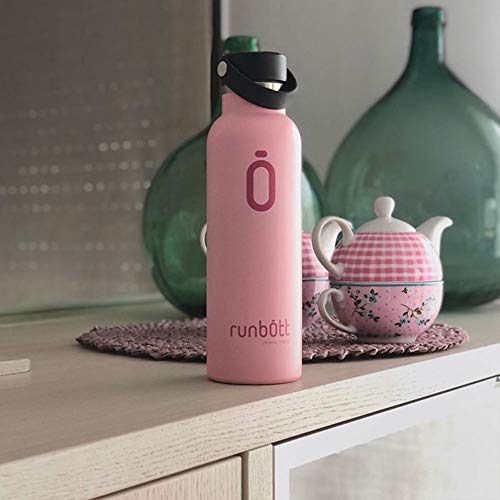 Runbott Botella Termo Ceramica - Rosa - Acero térmico sin BPA con Recubrimiento Interno de cerámica