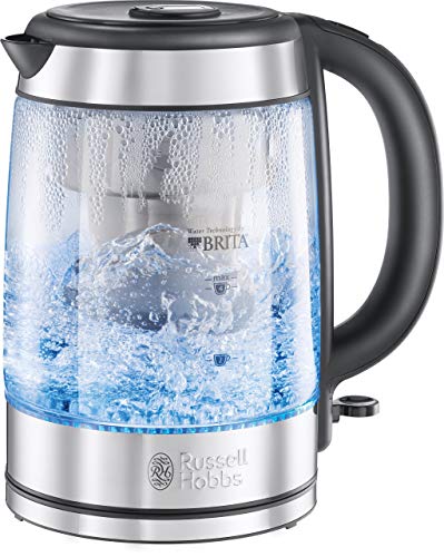 Russell Hobbs Clarity - Hervidor de Agua Eléctrico con Filtro Brita (2200 W, 1l, Cristal, Inox, Gris) - ref. 20760-57