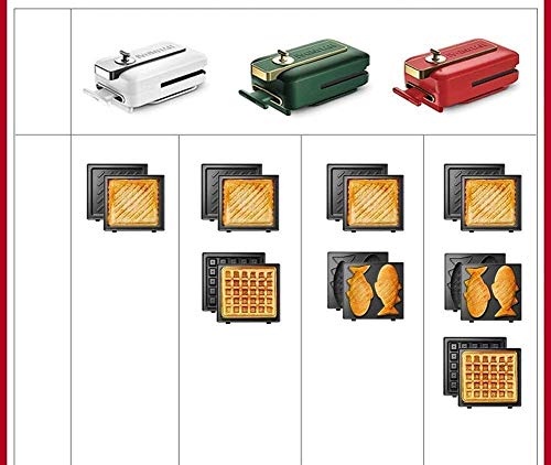 RUXMY Sandwichera multifunción, 220V-600W, máquina para Hacer gofres y panificadora Multifuncional, 3 Placas antiadherentes e Intercambiables, Temporizador de 15 Minutos, fácil de limpiar-rojo-A20