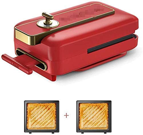 RUXMY Sandwichera multifunción, 220V-600W, máquina para Hacer gofres y panificadora Multifuncional, 3 Placas antiadherentes e Intercambiables, Temporizador de 15 Minutos, fácil de limpiar-rojo-A20