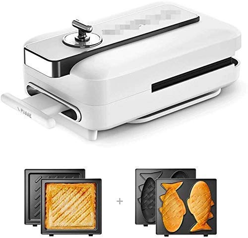 RUXMY Sandwichera multifunción, 220V-600W, máquina para Hacer gofres y panificadora Multifuncional, 3 Platos antiadherentes e Intercambiables, Temporizador de 15 Minutos, fácil de Limpiar-Blanco-C